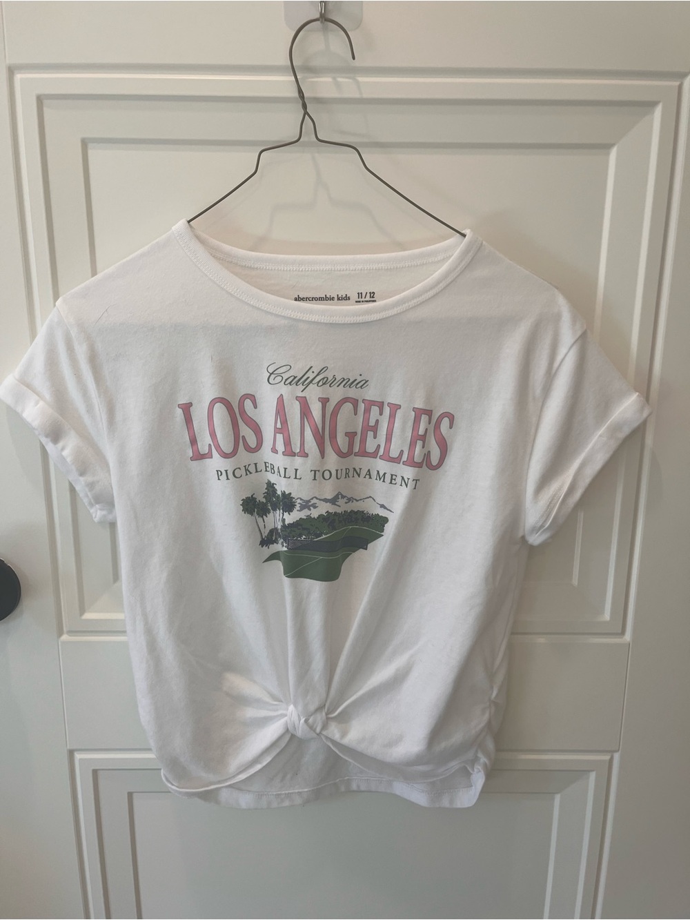 abercrombie kids White Los Angeles Graphic Tie-Front Tee